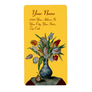 Étiquette FRUITS DE SAISON -TULIPS jaune orange