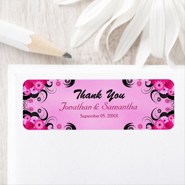 Étiquette Fuchsia Flore Petit Mariage Favoriser les Étiquett (En situation)