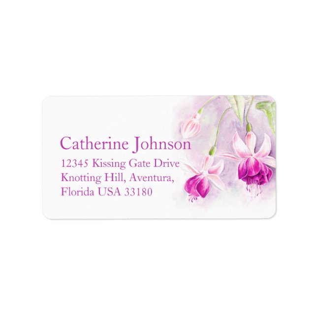 Étiquette Fuchsia flower pink reply address label (Devant)