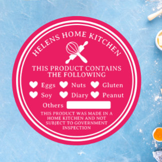 Étiquette Fuchsia Pink Food Allergy Alert Boulange