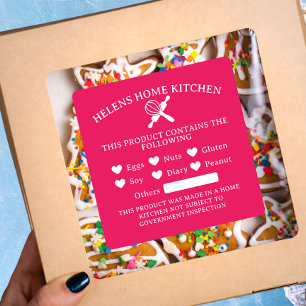 Étiquette Fuchsia Pink Food Allergy Alert Boulange