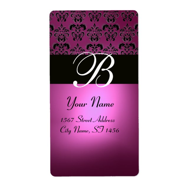 ÉTIQUETTE FUCHSIA ROSE NOIR PURPLE AMÉTHYST DOMMASK MONOGRAM (Devant)