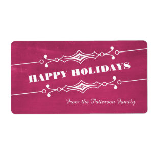 Étiquette Fuchsia Slanted Chalkboard Holiday Labels