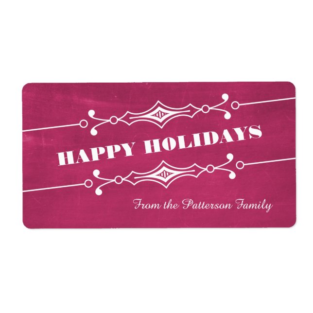 Étiquette Fuchsia Slanted Chalkboard Holiday Labels (Devant)