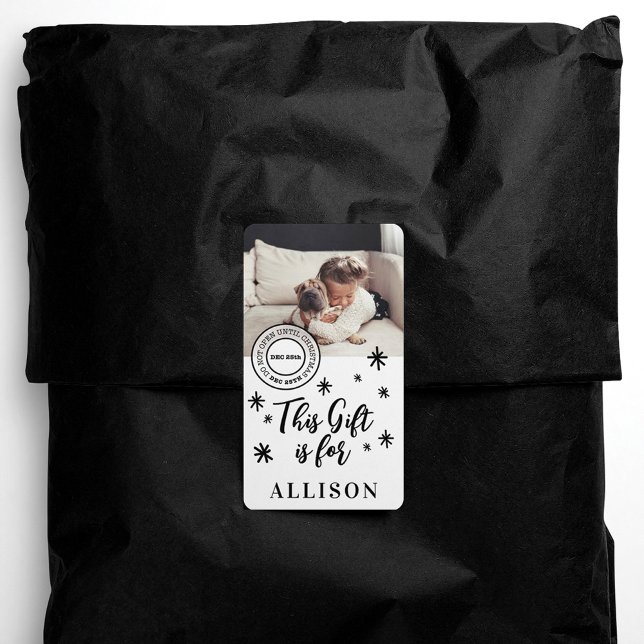 Étiquette Fun Black Script Personnalisé Nom Photo Cadeau pou (Créateur téléchargé)