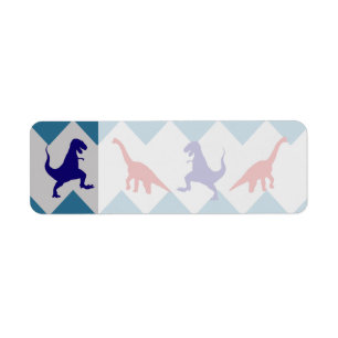 Étiquette Fun Boys Dinosaures Rouge Bleu Chevron Motif