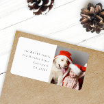 Étiquette Fun Christmas Photo Modern Minimal Return Address<br><div class="desc">A stylish holiday photo return address label with classic typography in black on a clean simple white background. The photo and text can be easily customized for a personal touch. A simple, minimalist and contemporary christmas design to stand out this holiday season! The image shown is for illustration purposes only...</div>