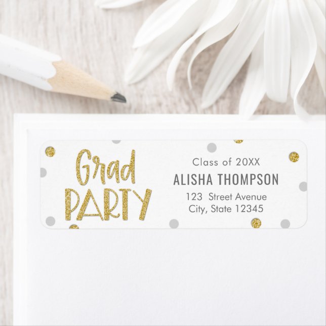 Étiquette Fun Confetti Graduation Party Return Adresse Label (En situation)