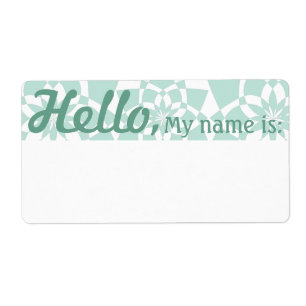 Étiquette Fun Fancy Party Name Tags - Celadon GeoFlowers