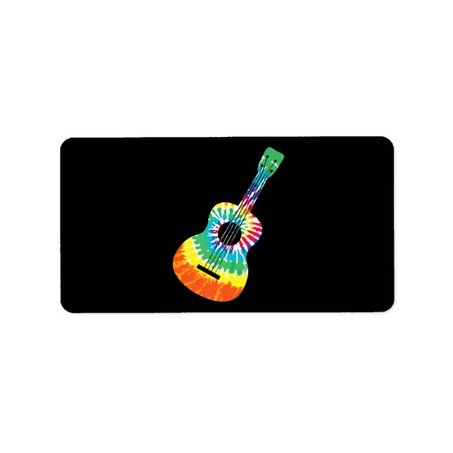 Étiquette Fun Hippie Rainbow Tie Dye Acoustic Guitar Premium (Devant)