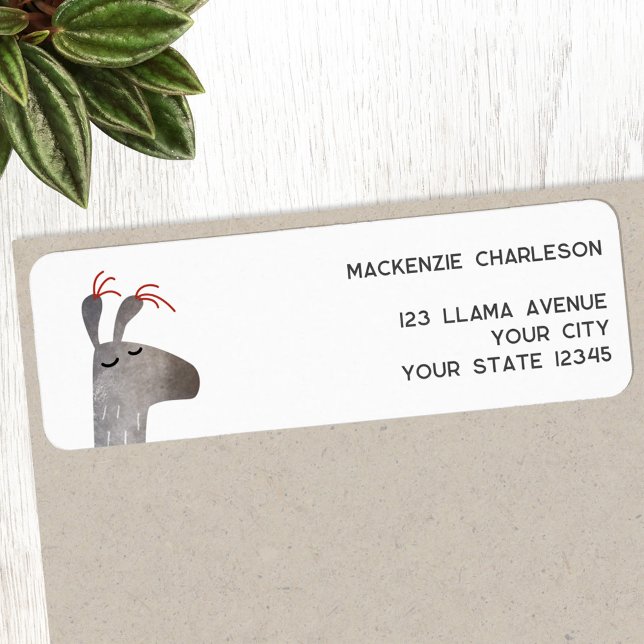 Étiquette Fun Llama Adresse de retour (Fun llama custom return address label sticker)