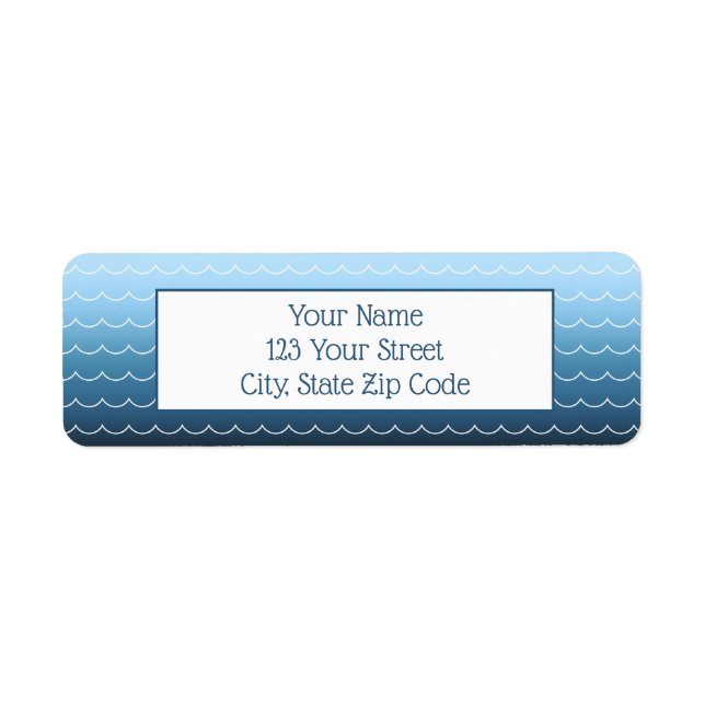 Étiquette Fun Wave Motif Lumière au dégradé bleu foncé (Devant)