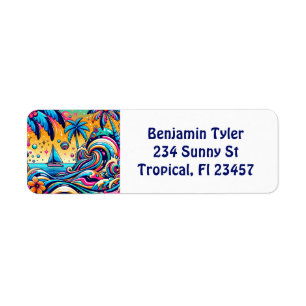 Étiquette Fun Whimsic Psychedelic Voilier