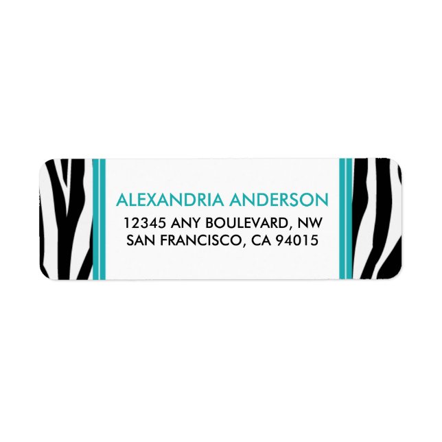 Étiquette Funky Zebra Print Return Adresse Label (aqua) (Devant)