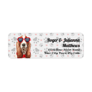 Étiquette Funny Basset Hound Dog Log Adresse de retour