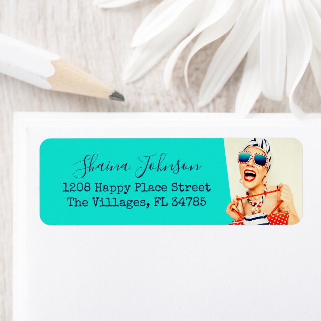 Étiquette Funny Beach Lady Retro Vibe Humour (En situation)