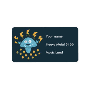 Étiquette Funny Cartoon Heavy Metal Mushroom