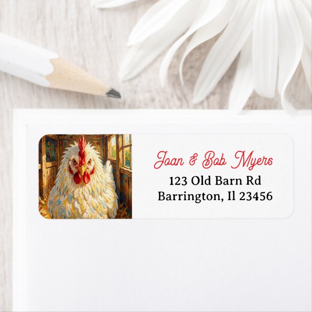 Étiquette Funny Close Up of Impasto Chicken that looks Mad (En situation)