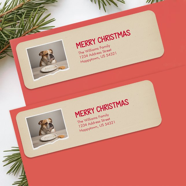 Étiquette  Funny Dog Pet Photo Christmas Return Address (Créateur téléchargé)