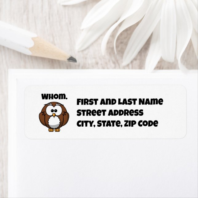 Étiquette Funny Grammar Owl Cartoon for Writers & Word Nerds (En situation)