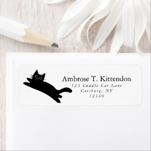 Étiquette Funny Jumping Acrobat Black Cat Art Silhouette