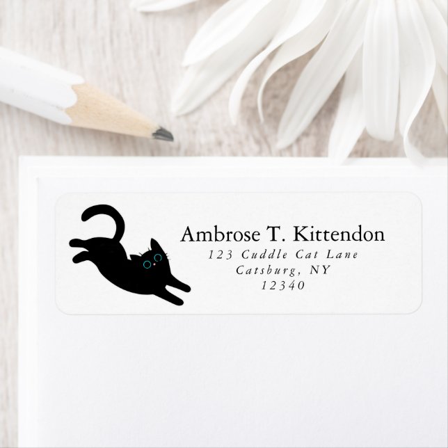 Étiquette Funny Jumping Acrobat Black Cat Art Silhouette (En situation)