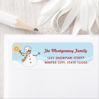 Étiquette Funny Mustache Snowman Christmas Holiday Address