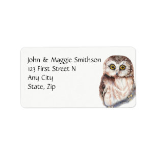 Étiquette Funny Owl Watercolor Bird Adresse personnalisée