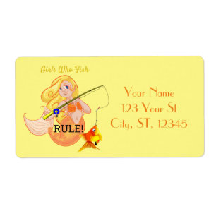 Étiquette Funny Pêche Fille Sirène Thunder_Cove