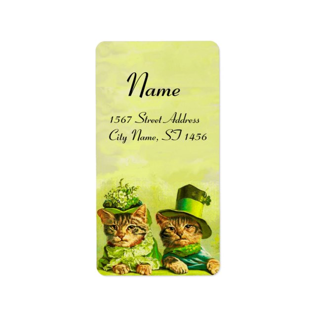ÉTIQUETTE FUNNY VIEILLE FASHION ST PATRICK'S DAME CHATS (Devant)