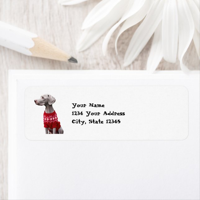 Étiquette Funny Weimaraner dans Noël Sweat Adresse (En situation)