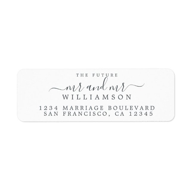 Étiquette Futur M. M. 2 Grooms Mariage Adresse de retour (Devant)