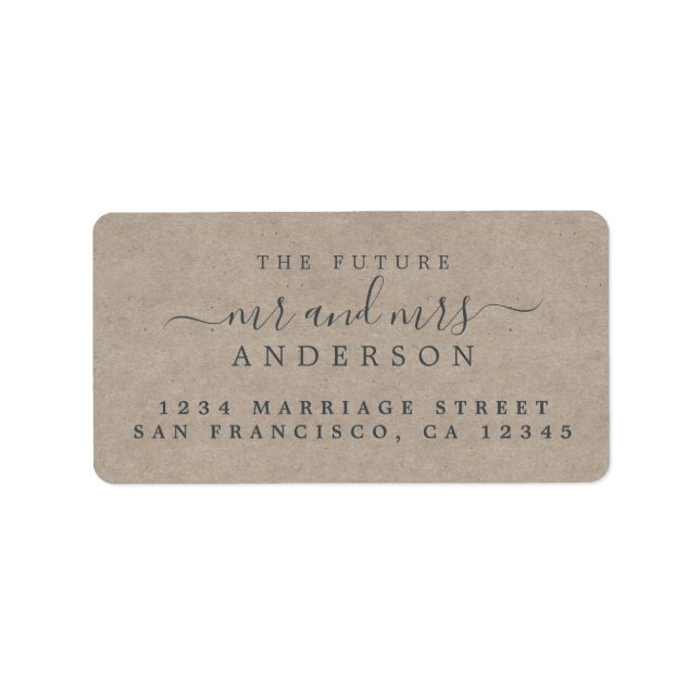 Étiquette Futur M Mlle Papier Kraft Adresse Mariage Script (Devant)