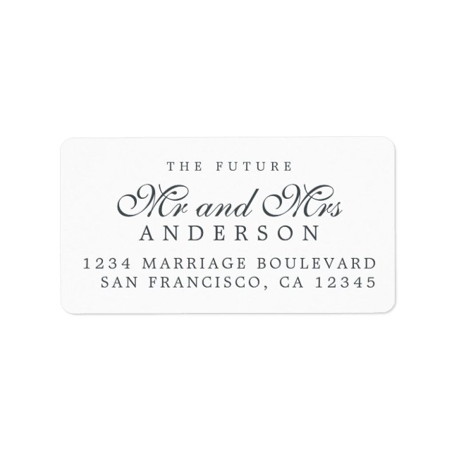 Étiquette Futur M. Mme Black White Adresse de retour Étiquet (Devant)