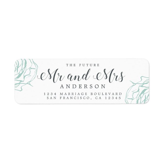 Étiquette Futur M. Mme Blue Floral Mariage Adresse de retour (Devant)