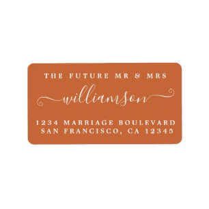 Étiquette Futur M. Mme Burnt Orange Mariage Adresse de retou
