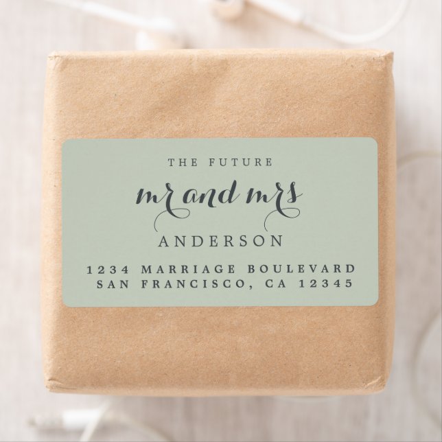 Étiquette Futur M. Mme Chic Script Mariage Adresse de retour (En situation)