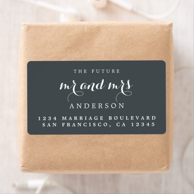 Étiquette Futur M. Mme Chic Script Mariage Adresse de retour (En situation)