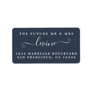 Étiquette Futur M. Mme Dark Blue Mariage Adresse de retour