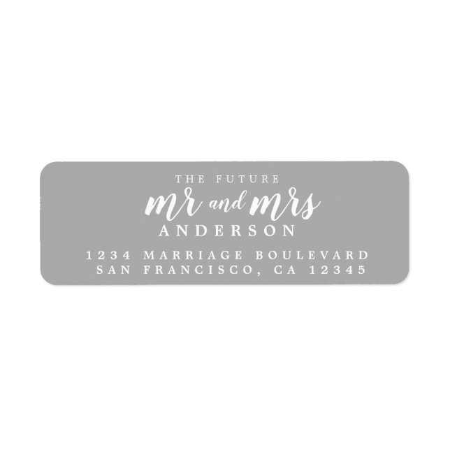 Étiquette Futur M. Mme Gray Mariage Adresse de retour (Devant)