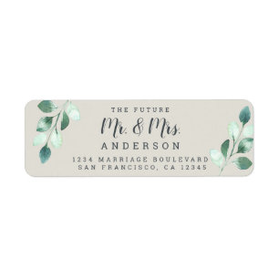 Étiquette Futur M. Mme Green Foliage Mariage Adresse de reto