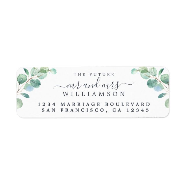 Étiquette Futur M. Mme Green Foliage Mariage Adresse de reto (Devant)