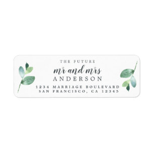 Étiquette Futur M. Mme Green Foliage Mariage Retour Adresse