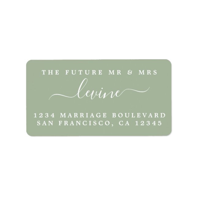 Étiquette Futur M. Mme Laurel Mariage verte Adresse de retou (Devant)