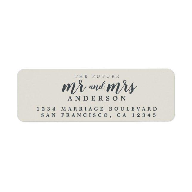 Étiquette Futur M. Mme Light Grey Mariage Adresse de retour (Devant)