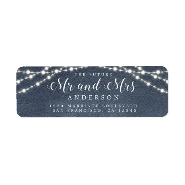 Étiquette Futur M. Mme Lights Blue Mariage Adresse de retour (Devant)