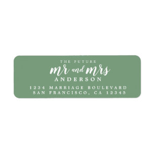 Étiquette Futur M. Mme Mineral Green Mariage Adresse de reto