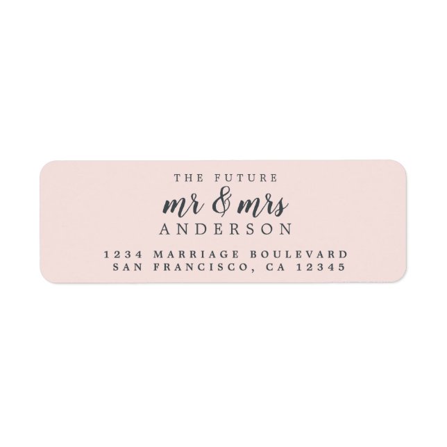 Étiquette Futur M. Mme Pastel Mariage rose Adresse de retour (Devant)