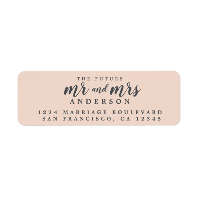 Étiquette Futur M. Mme Pastel Mariage rose Adresse de retour (Devant)