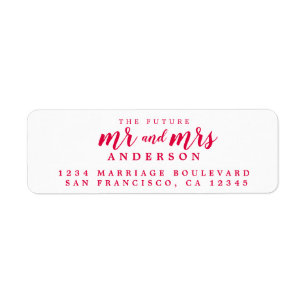 Étiquette Futur M. Mme Red Ink Script Adresse de retour